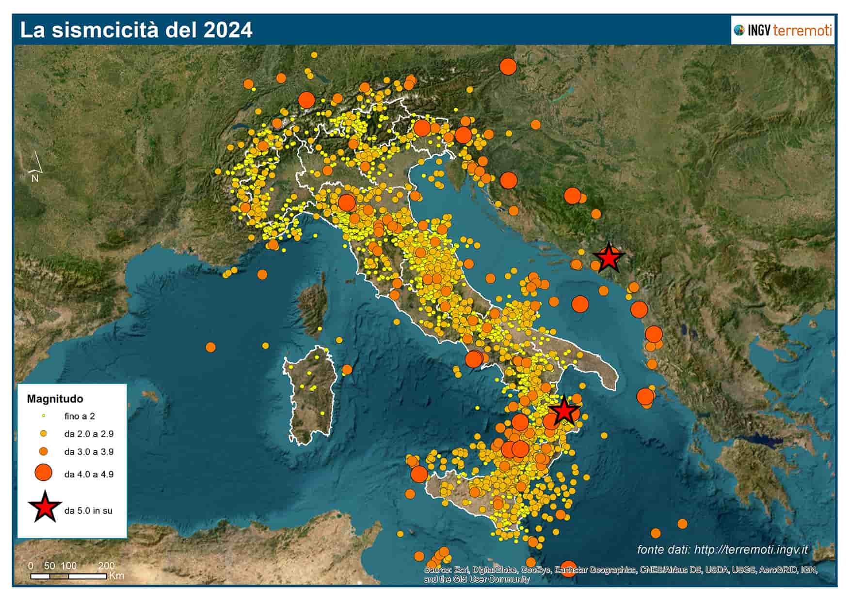 Terremoti: nel 2024 quasi 17.000 eventi sismici in Italia
