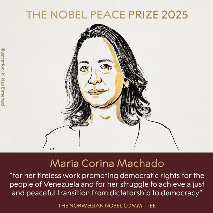 Nobel per la Pace a Maria Corina Machado, leader dell'opposizione in Venezuela